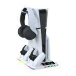 OIVO P5 Cooling Stand with Dual Controller Charger, RGB Light, 3-Speed Fan & Headset Holder