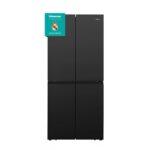Hisense 610L 4-Door Side-by-Side Refrigerator – RQ610N4AB1 – Frost Free, Black Glass Finish