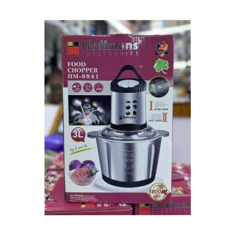 Hoffmans HM-8841 3L Electric Kitchen Food Chopper – Stainless Steel Bowl, 1800W Powerful Motor