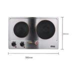 DSP KD4047 Double Electric Cooker Hot Plate – 1000W & 1500W Cast-Iron, Stainless Steel Body