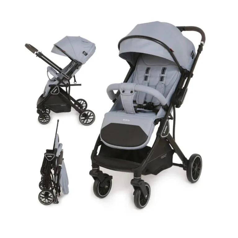 Kidilo K919 Lightweight & Foldable Baby Stroller – Travel-Friendly, Compact Design (Light Grey)