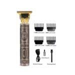 RAF R.434 Professional Hair Clipper – Vintage Metal Design, 4 Limit Combs, USB Rechargeable, Washable Blades