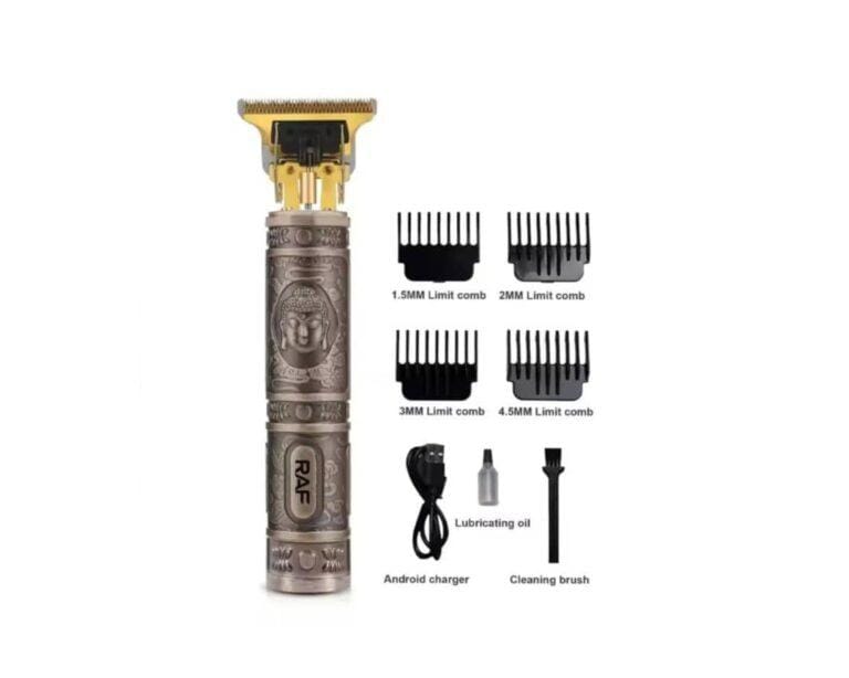 RAF R.434 Professional Hair Clipper – Vintage Metal Design, 4 Limit Combs, USB Rechargeable, Washable Blades