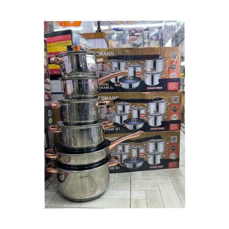 Seemann MT-10021 12-Piece Stainless Steel Cookware Set – Saucepan, Casseroles & Frypan with Lids