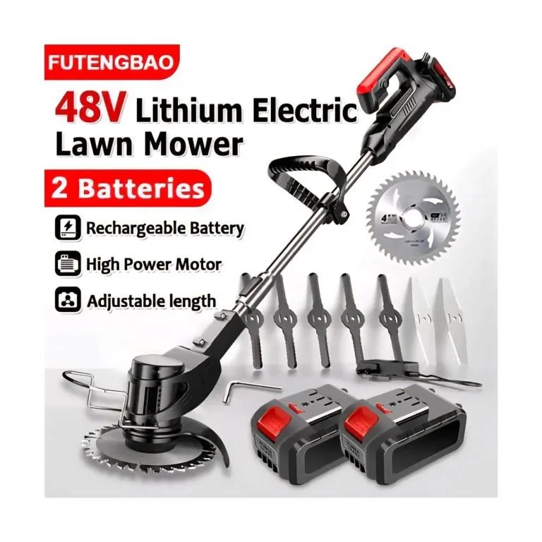 Rechargeable Cordless Lithium Electric Brush Cutter – 2 Batteries | Adjustable Handle | Grass Cutter & Trimmer