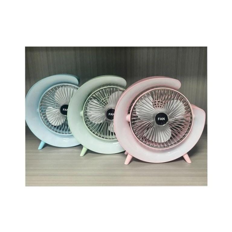 Rechargeable Mini USB Desktop Fan with 3 Speeds and 5 Ambient Lights