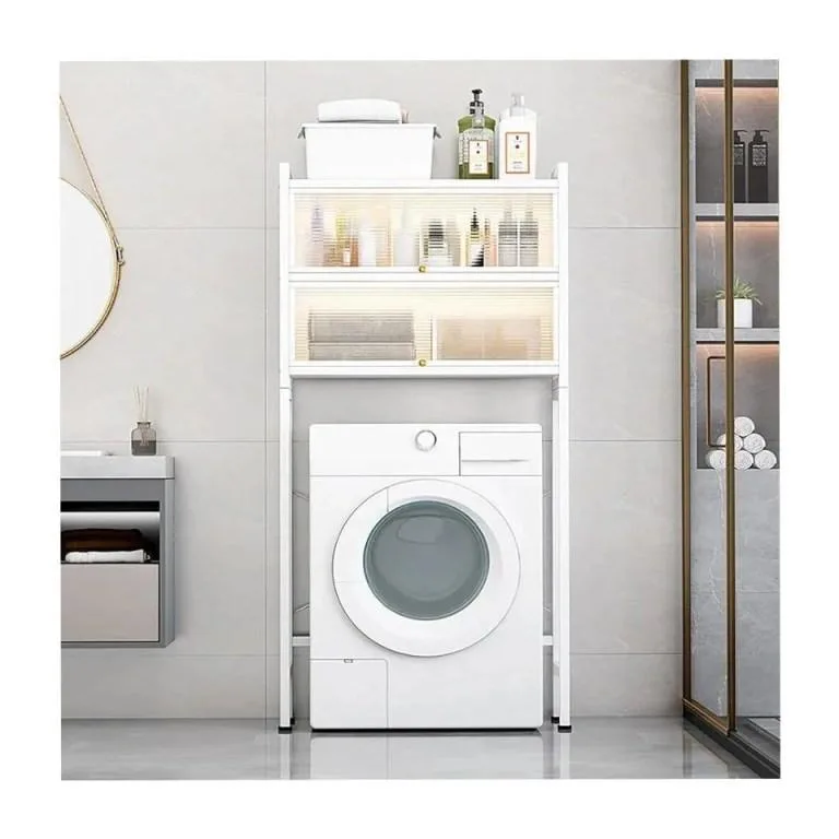 Over Washer and Dryer Wasing Machine Storage Rack Shelf – 2-Tier Space-Saving Laundry Organizer with Open Countertop Design