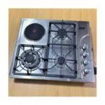 Digiwave 60cm Built-In Gas and Electric Hob – 3 Gas Burners & 1 Electric Plate, Stainless Steel
