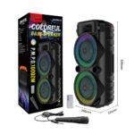 Sing-e ZQS8276 8 Inch Portable Bluetooth Speaker, Colorful Bass Speaker – 10,000W PMPO Dual Woofer Hi-Fi System with LED Lights, Microphone & Remote