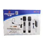 Free Power AK-470 UHF Wireless Microphone Dual Set with Rechargeable Receiver – Handheld & Waistband Mic