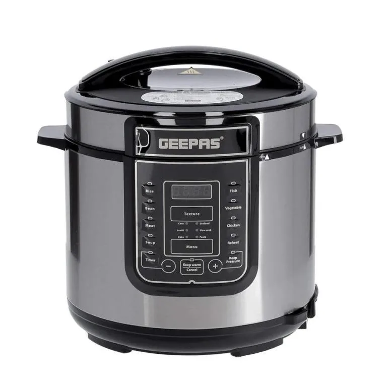 Geepas GMC5326N 6L Electric Pressure Cooker & Digital Multi-Cooker, 1000W, 14 Smart Programs, LED Touch Display