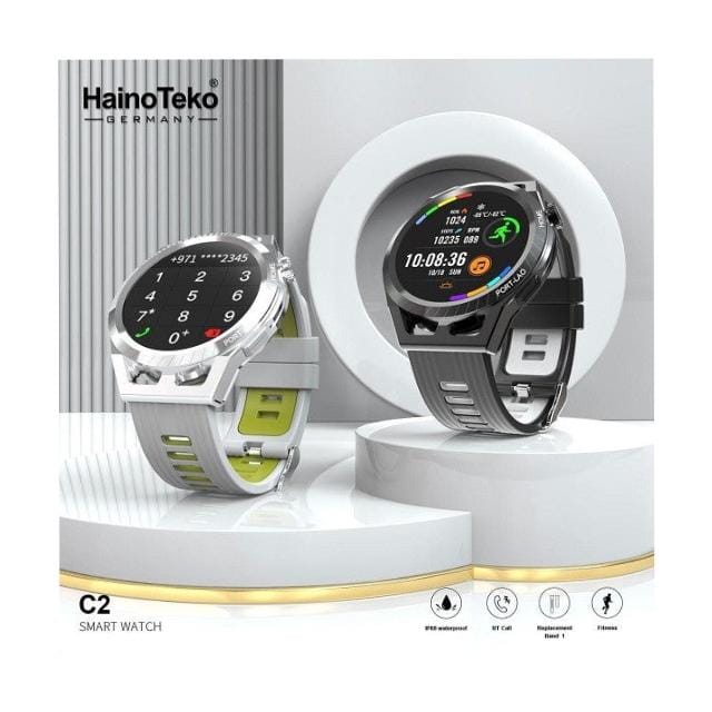 Haino Teko C2 Smart Watch – Bluetooth Call, Dual Straps – Original German Model – Black