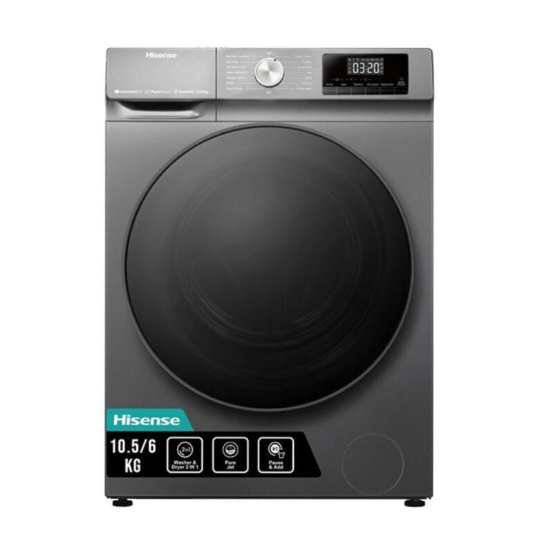 Hisense WD3S1043BT 10.5kg Washer & 6kg Dryer Combo – Titanium Grey, Steam, Inverter, Front Load