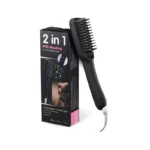 2-in-1 Ionic Hair Straightener Brush & Hot Comb with PTC Heating – Anti-Frizz Styling Comb
