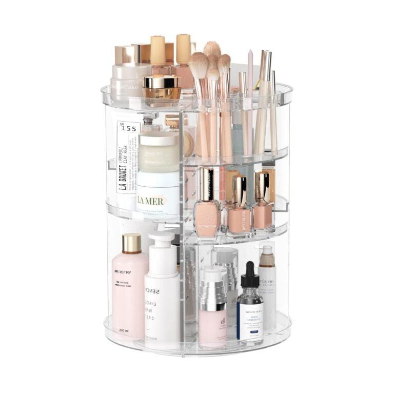 360 Rotating Makeup Organizer – Large Capacity, Adjustable Cosmetic Storage Carousel