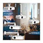 3-in-1 Universal Projector Ceiling Wall Mount – Adjustable Bracket with Extension Arm, Tilt & Swivel