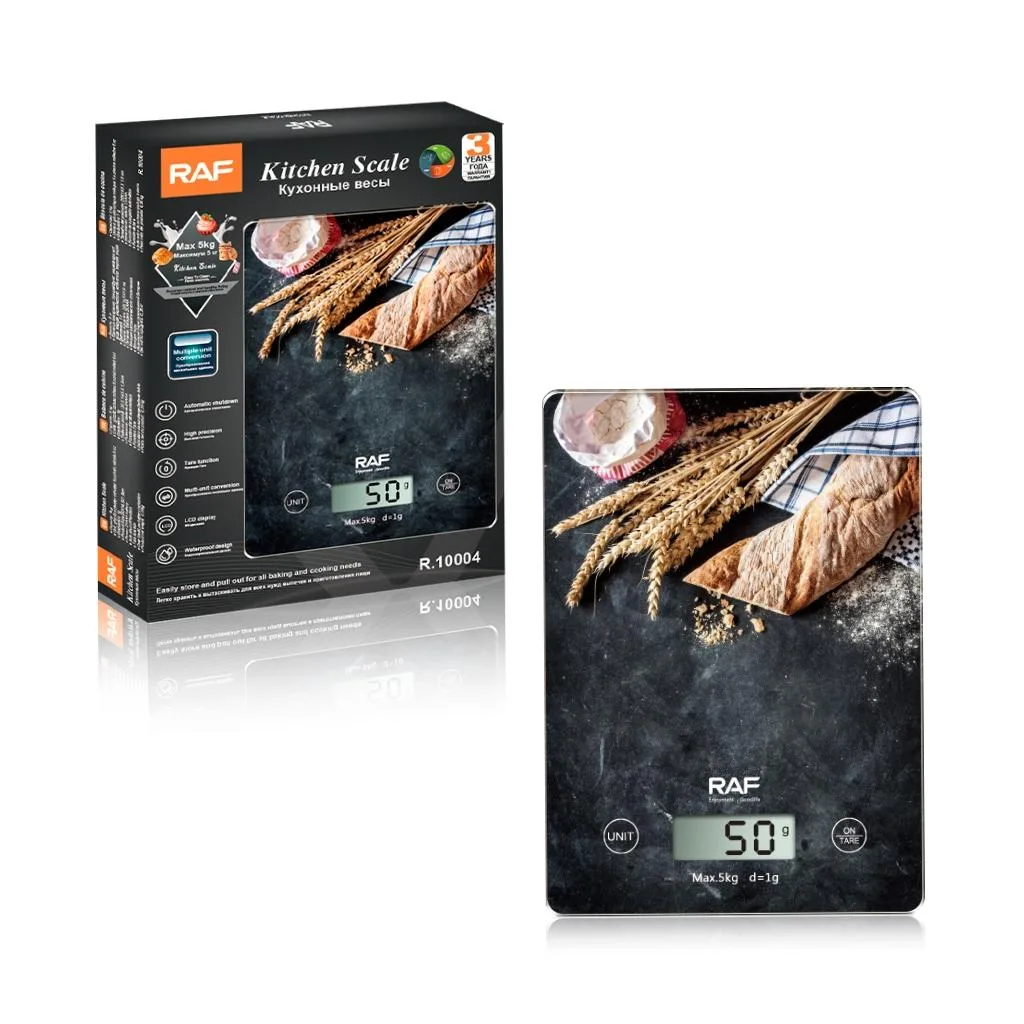 RAF R.10004 Digital Kitchen Scale – High Precision, Multi-Unit Conversion, Tare Function, Waterproof, Max 5kg