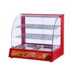Electric Food Display Warmer – 3-Layer Countertop Cabinet, 800W, 30–85°C, Red