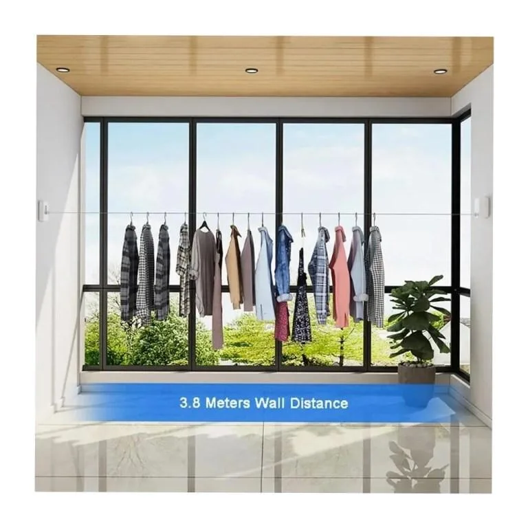 Retractable Clothes Line 4.2m Wall Mounted – Stainless Steel Indoor Outdoor Drying Line with Punch & No-Drill Mounting