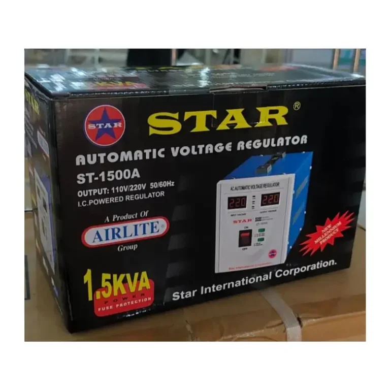 STAR ST-1500A 1.5KVA Automatic Voltage Regulator – Dual Output (110V/220V), Fuse Protected