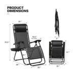 Zero Gravity Chair – Folding Outdoor Recliner Lounge Chair with Tray, Adjustable Headrest & Locking System, Black