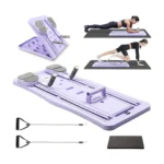 Foldable Pilates Reformer Board with Resistance Bands – Automatic Rebound Ab Roller Trainer