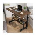 Adjustable Laptop Table with Lockable Wheels and Storage – Height Adjustable from 69–85cm, Lap Desk