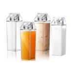 5pcs 1Litre Plastic Reusable Milk/ Juice Bottle, BPA-Free Leakproof Reusable Square Juice Containers