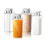 5pcs 1Litre Plastic Reusable Milk/ Juice Bottle, BPA-Free Leakproof Reusable Square Juice Containers
