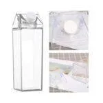 5pcs 1Litre Plastic Reusable Milk/ Juice Bottle, BPA-Free Leakproof Reusable Square Juice Containers