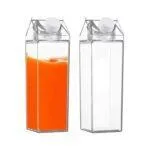 5pcs 1Litre Plastic Reusable Milk/ Juice Bottle, BPA-Free Leakproof Reusable Square Juice Containers