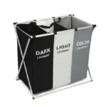 4 Compartments Large Laundry Basket –Foldable Oxford Fabric Organizer - Black + Beige + Grey