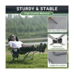 2-in-1 Camping Lounge Chair with Adjustable Backrest & Detachable Footrest – Portable Folding Recliner Chair