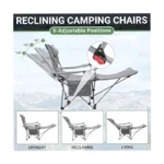 2-in-1 Camping Lounge Chair with Adjustable Backrest & Detachable Footrest – Portable Folding Recliner Chair