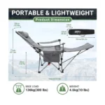 2-in-1 Camping Lounge Chair with Adjustable Backrest & Detachable Footrest – Portable Folding Recliner Chair