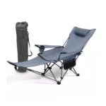 2-in-1 Camping Lounge Chair with Adjustable Backrest & Detachable Footrest – Portable Folding Recliner Chair