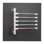 Wall-Mounted Punch Free Towel Holder Bar, 5-Bar Swivel Towel Rack Holder – Space Aluminum, Rotatable, No-Drill Installation