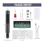 20pcs Bits Rechargeable Polishing Pen Engraving Pen – 20 Bits Cordless Engraving Carving Pen