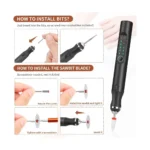 20pcs Bits Rechargeable Polishing Pen Engraving Pen – 20 Bits Cordless Engraving Carving Pen