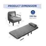 4-in-1 Convertible Sleeper Chair Bed – Adjustable Backrest & Armrests, Indoor & Outdoor Lounger