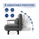 4-in-1 Convertible Sleeper Chair Bed – Adjustable Backrest & Armrests, Indoor & Outdoor Lounger