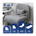 4-in-1 Convertible Sleeper Chair Bed – Adjustable Backrest & Armrests, Indoor & Outdoor Lounger