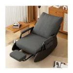 Foldable Carbon Steel Frame Leisure Rocking Chair with Footrest & Side Pocket