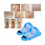 Shower Foot Scrubber Massager – Exfoliating Foot Cleaner Slipper with Soft Bristles, Pumice Stone & Suction Cups