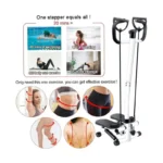 Mini Stepper with Handlebar & LCD Monitor – Compact Hydraulic Fitness Stepper with Adjustable Height, Resistance Bands