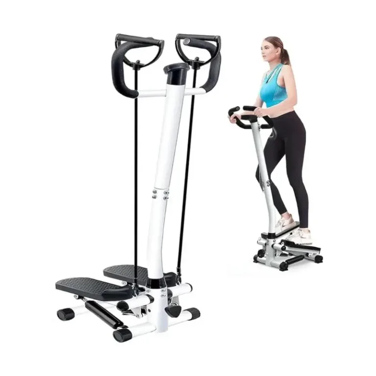 Mini Stepper with Handlebar & LCD Monitor – Compact Hydraulic Fitness Stepper with Adjustable Height, Resistance Bands
