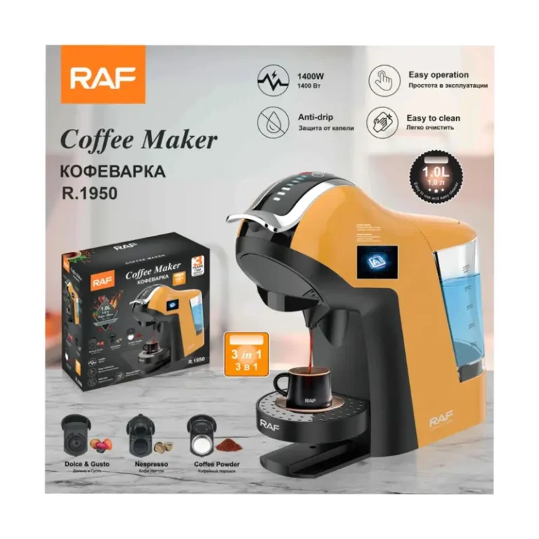 RAF R.1950 3-in-1 Electric Coffee Maker Machine – 1L, 1400W, Semi-Automatic, Anti-Drip