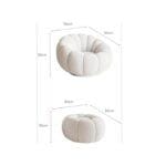 Creative Round Pumpkin Chair with Stool, Lazy Sofa Chair – Lamb Fleece Ottoman & Floor Chair with Footrest