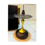 Round End Table – Modern Black Metal Side Table with Pedestal Base - Image 3