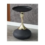 Round End Table – Modern Black Metal Side Table with Pedestal Base - Image 2